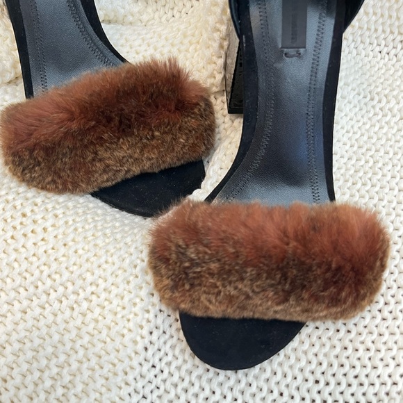 ALEXANDER WANG Abby suede and fur sandals - Picture 2 of 8